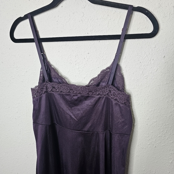 Vtg Vassarette Purple Slip Dress Lace Trim Womens 34 L Y2K - Picture 6 of 9